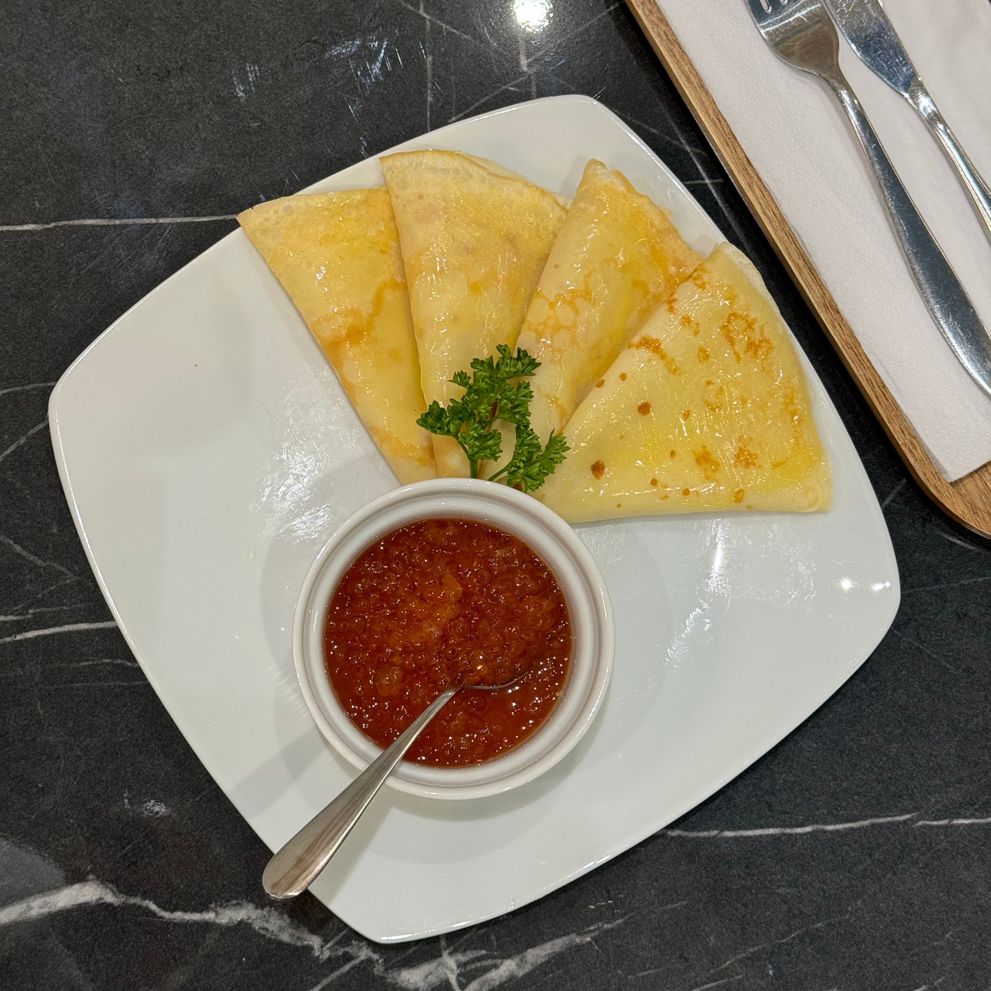 4 Crepes With Fish Caviar